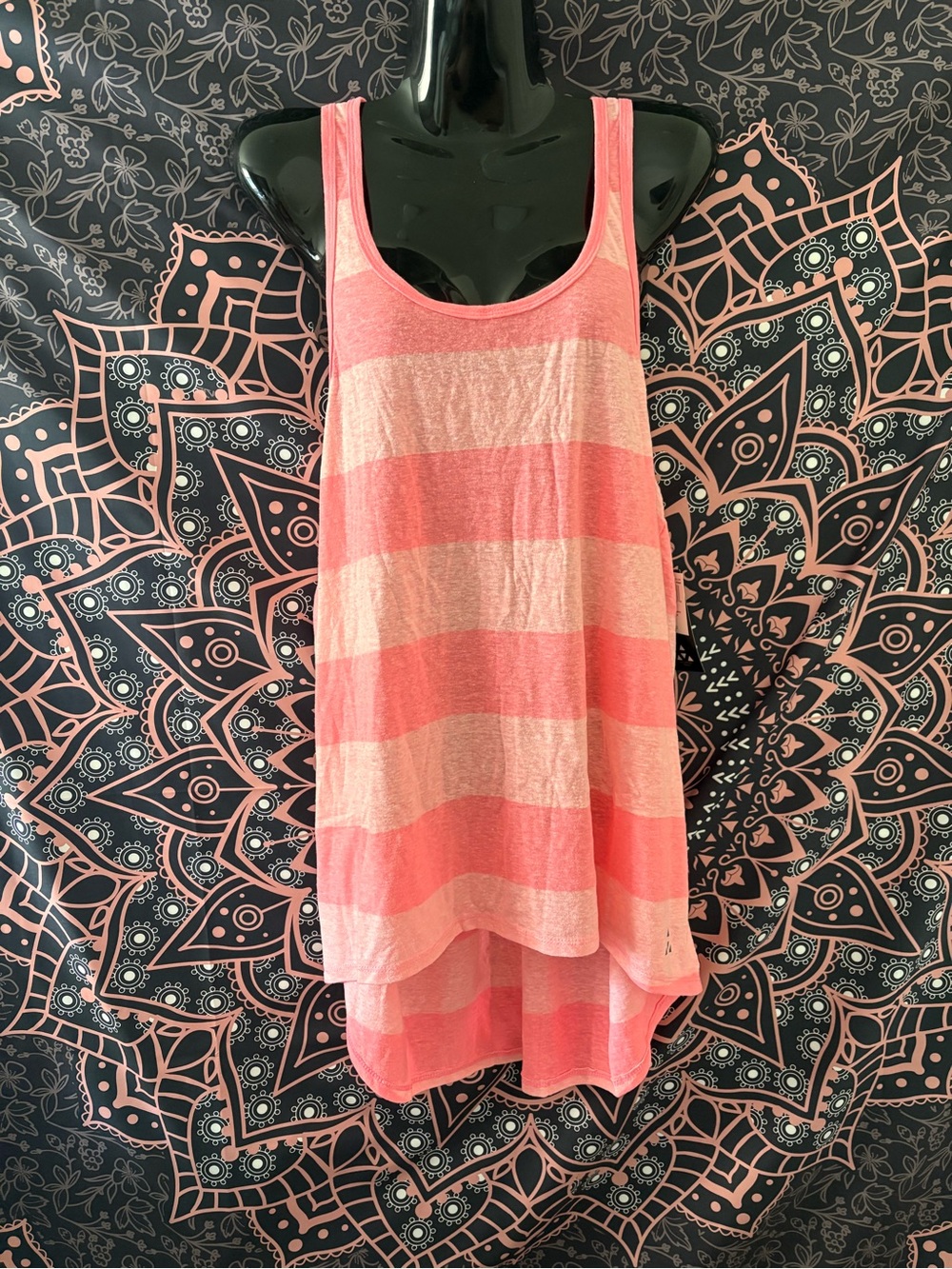 Women's Pink Striped Layered Tank Top